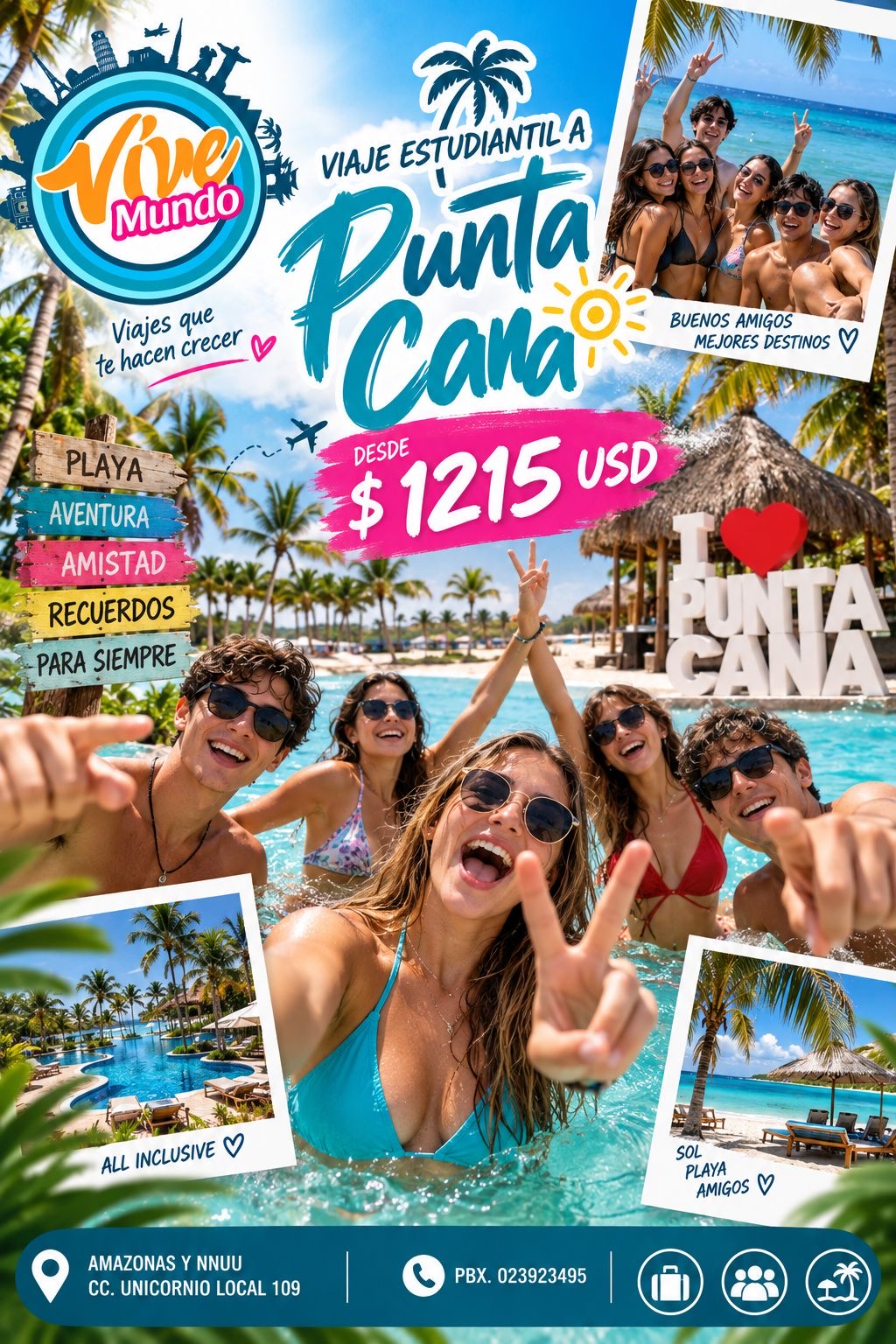 Promoción de viaje estudiantil a Punta Cana desde 1215 dólares